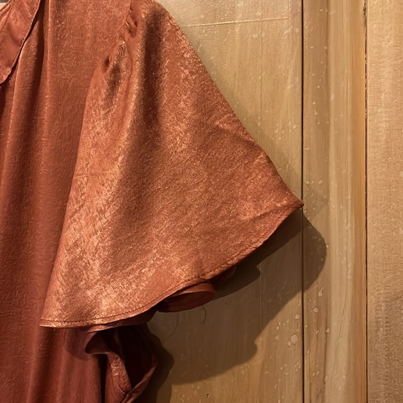 Vintage Charm - Super cute for fall - crushed satin long dress rust size large - Picture 4 of 6